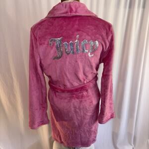 Juicy Couture Velour Robe Rhinestone Pink Fuchsia Sequin Juicy Logo S/M NWT